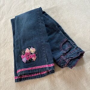 Vintage Y2K Hello Kitty Embroidered Girls Small Denim Jeans